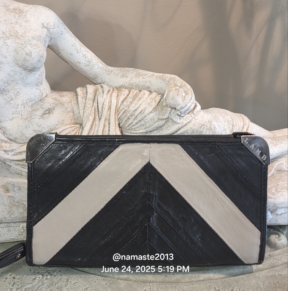 L.A.M.B. Gwen Stefani Leather Chevron Clutch Designer Celebrity Luxury #144